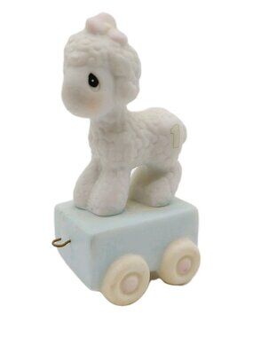 Precious Moments Lamb Sheep Birthday Train Age 1 Figurine Cake Topper